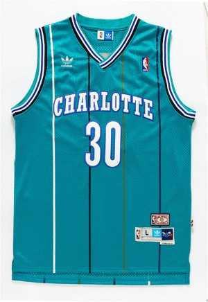 Maillot De Basket Charlotte Hornets Dell Curry 30 Engrener Retro Vert